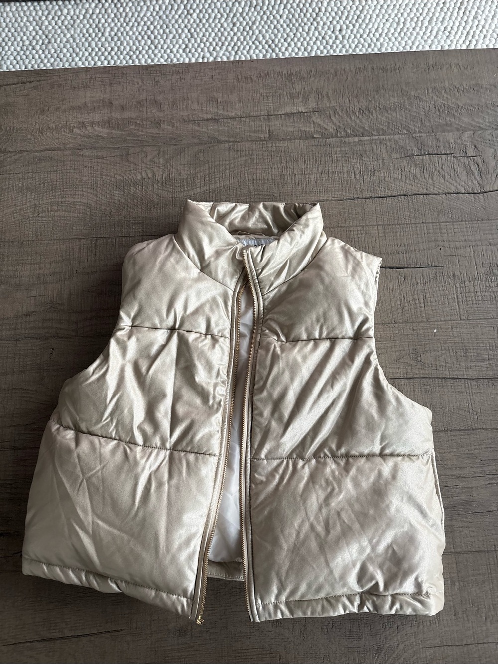 Marc New York Quilted Metallic Puffer Vest in Light Gold